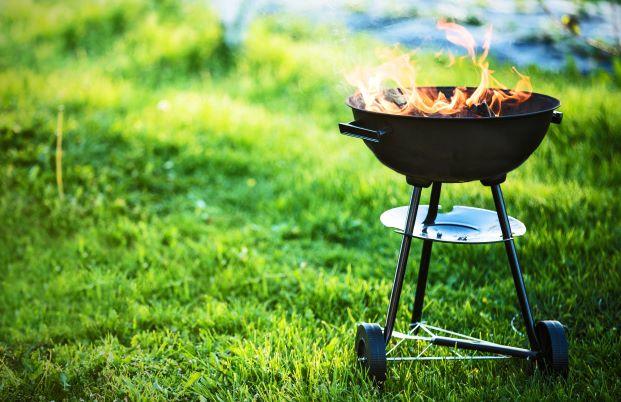 Flaming Grill on Grass