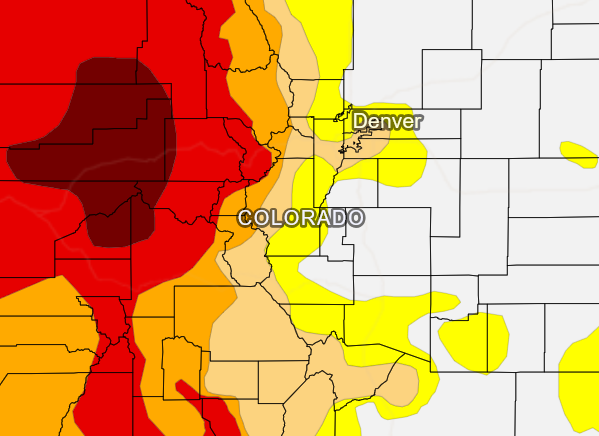 Map of current drought conditions as listed in full in the article.